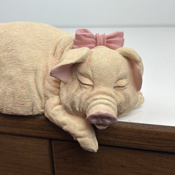 Shelf Sitter Sleeping Musical Pig Pink Bow (Frere Jacques) - Picture 2 of 7